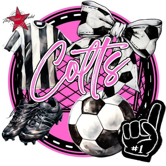 Colts Circle Soccer Design-Baby Pink