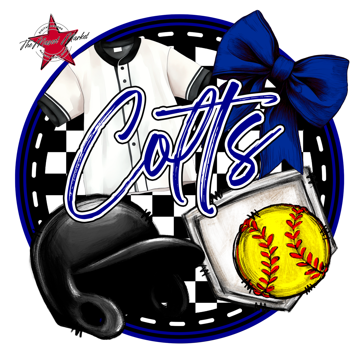Colts Circle Softball Design-Blue