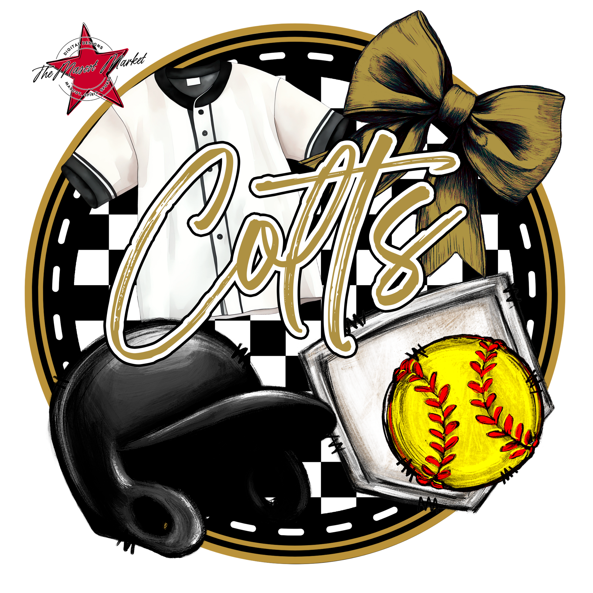 Colts Circle Softball Design-Gold