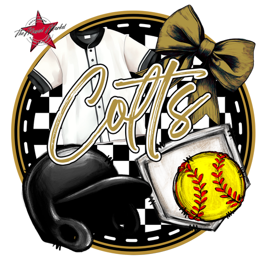 Colts Circle Softball Design-Gold