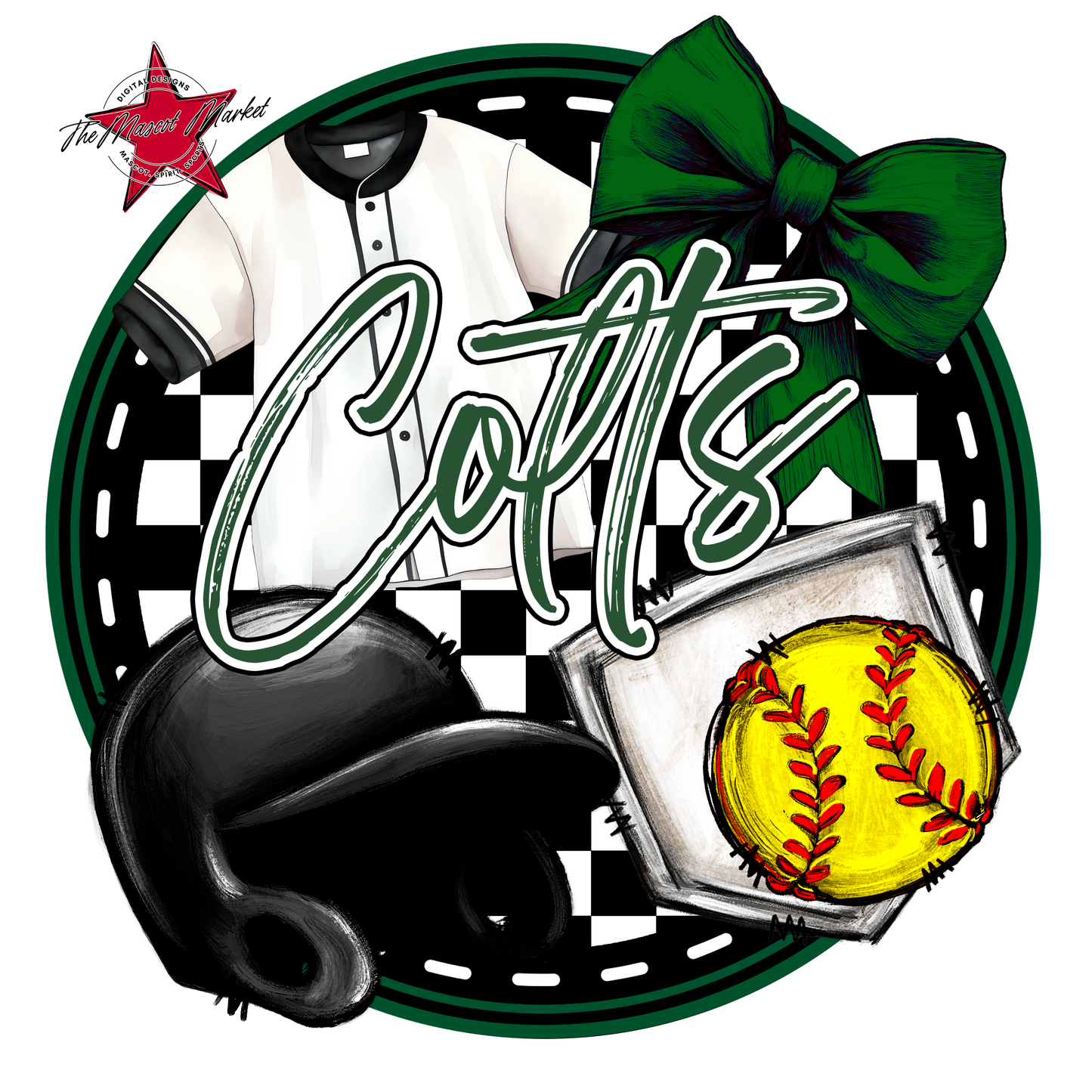 Colts Circle Softball Design-Green
