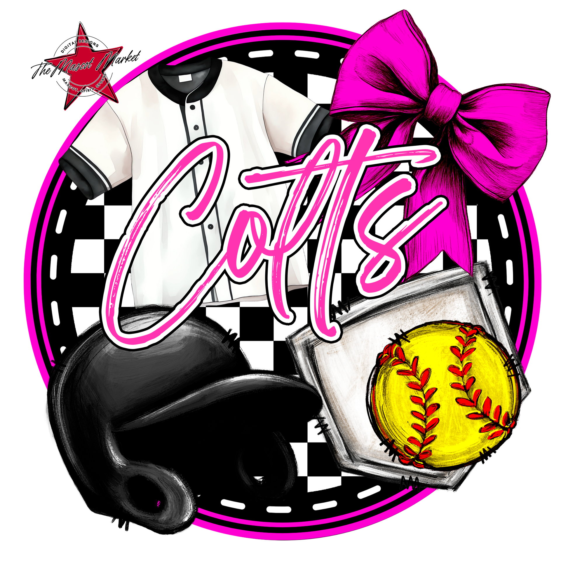 Colts Circle Softball Design-Pink