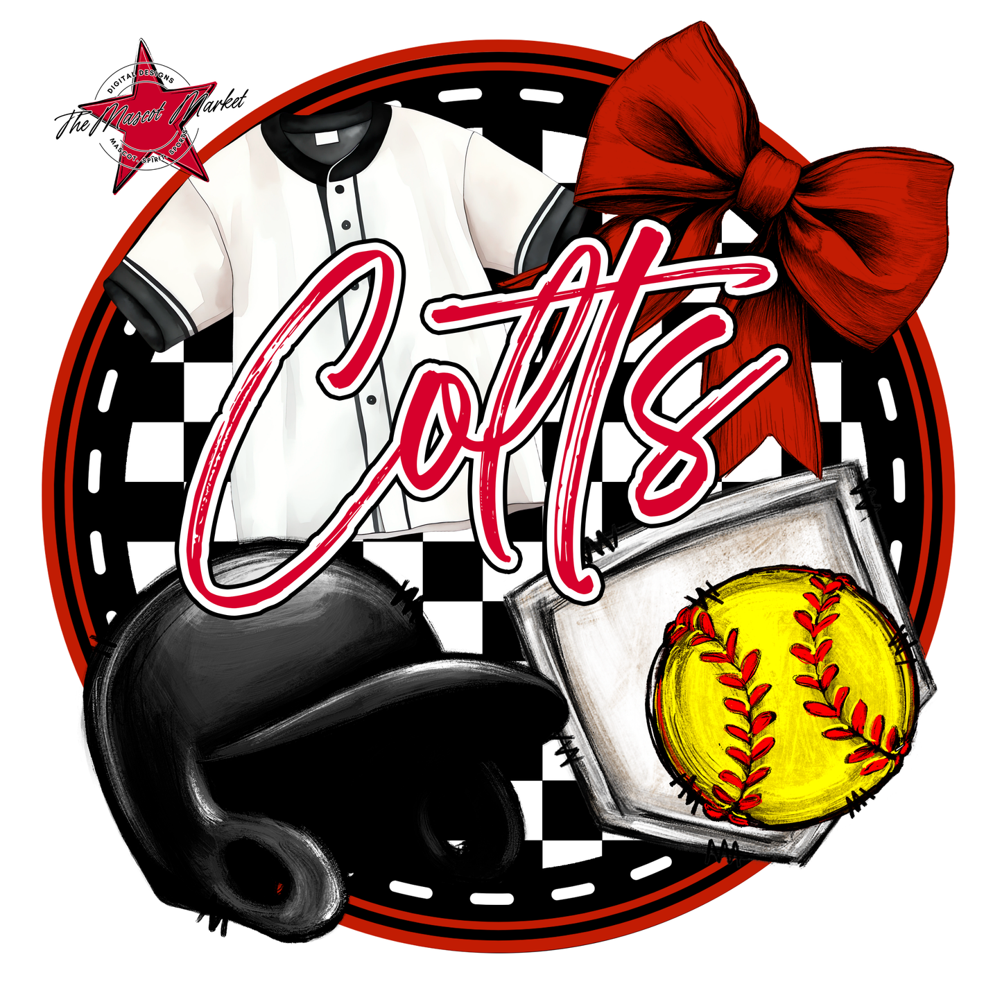 Colts Circle Softball Design-Red