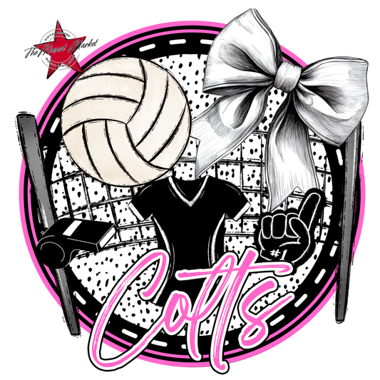 Colts Circle Volleyball Design-Baby Pink