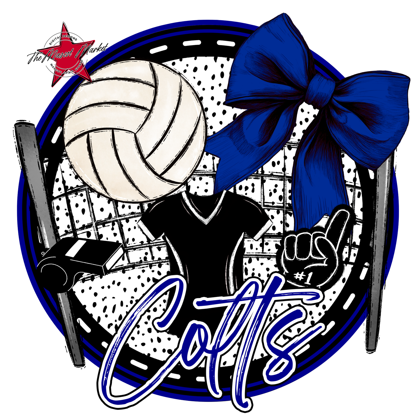 Colts Circle Volleyball Design-Blue