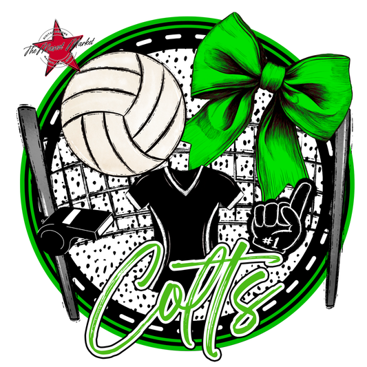 Colts Circle Volleyball Design-Bright Green