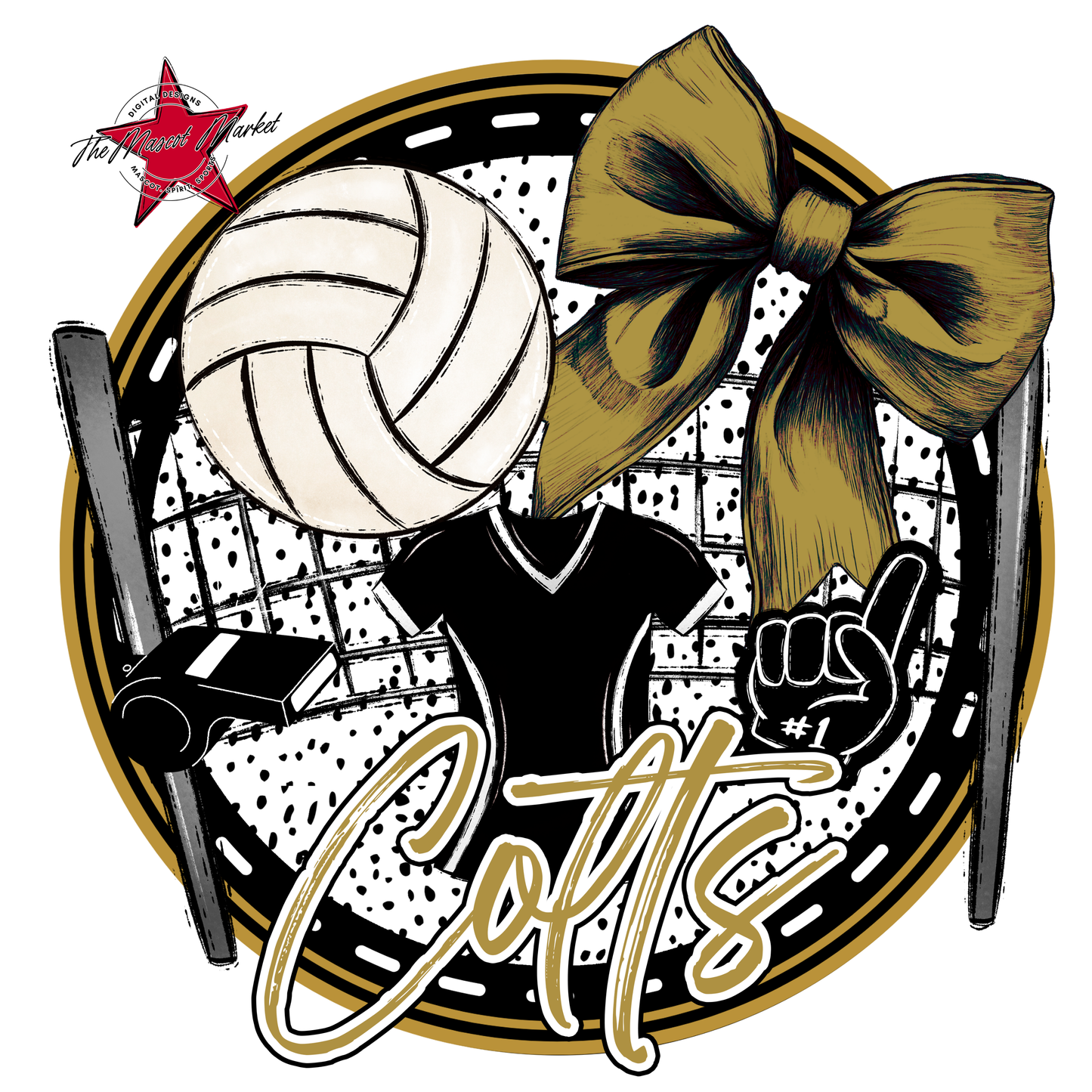Colts Circle Volleyball Design-Gold