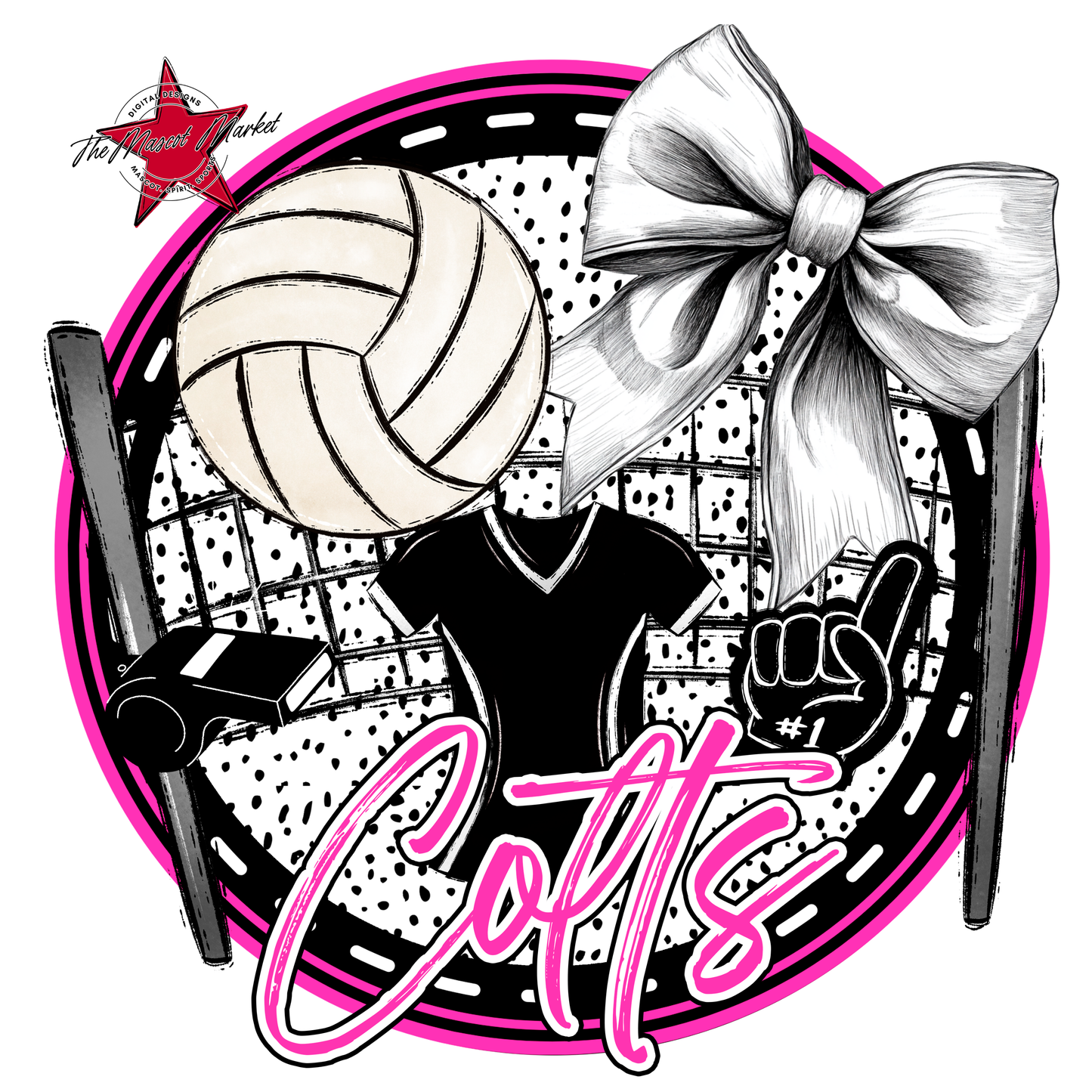 Colts Circle Volleyball Design-Pink