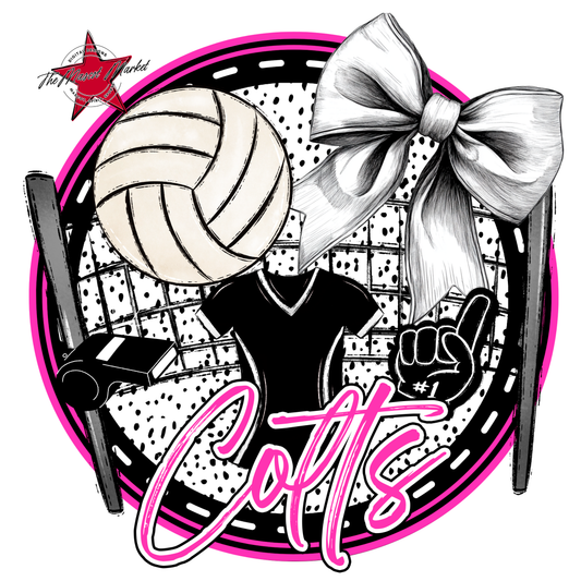 Colts Circle Volleyball Design-Pink
