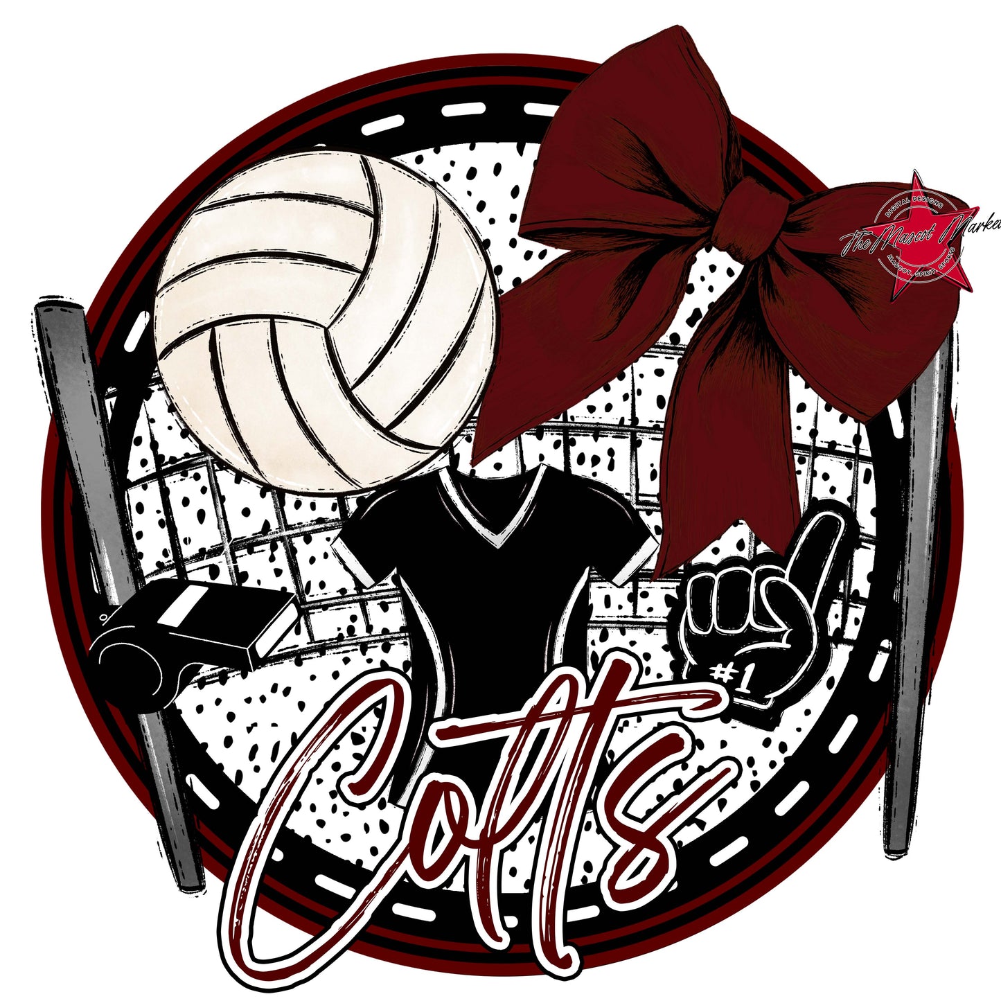Colts Circle Volleyball Design-Maroon