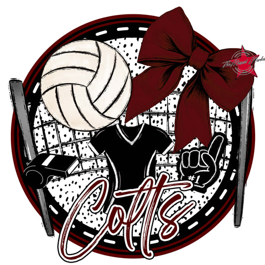 Colts Circle Volleyball Design-Maroon
