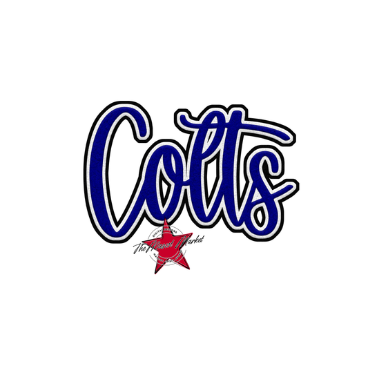 Colts Faux Chenille Patch-Blue