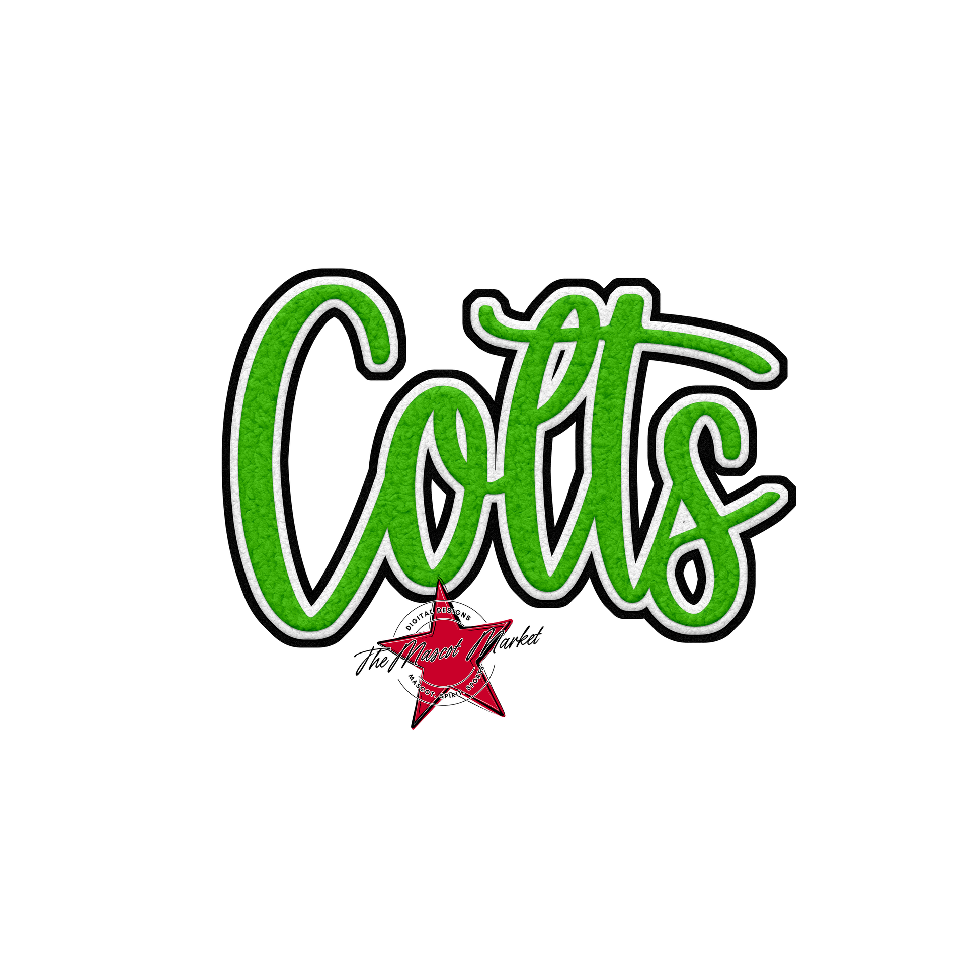 Colts Faux Chenille Patch-Bright Green