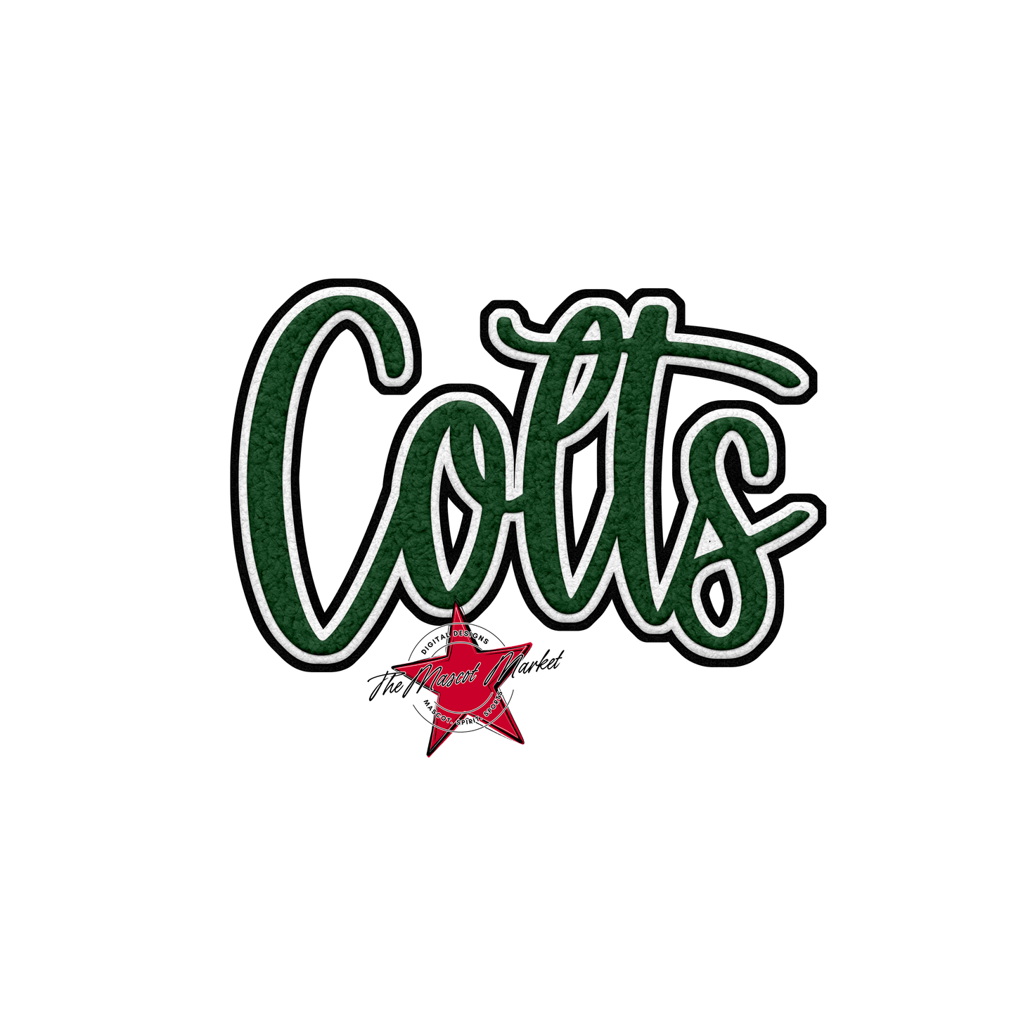 Colts Faux Chenille Patch-Green