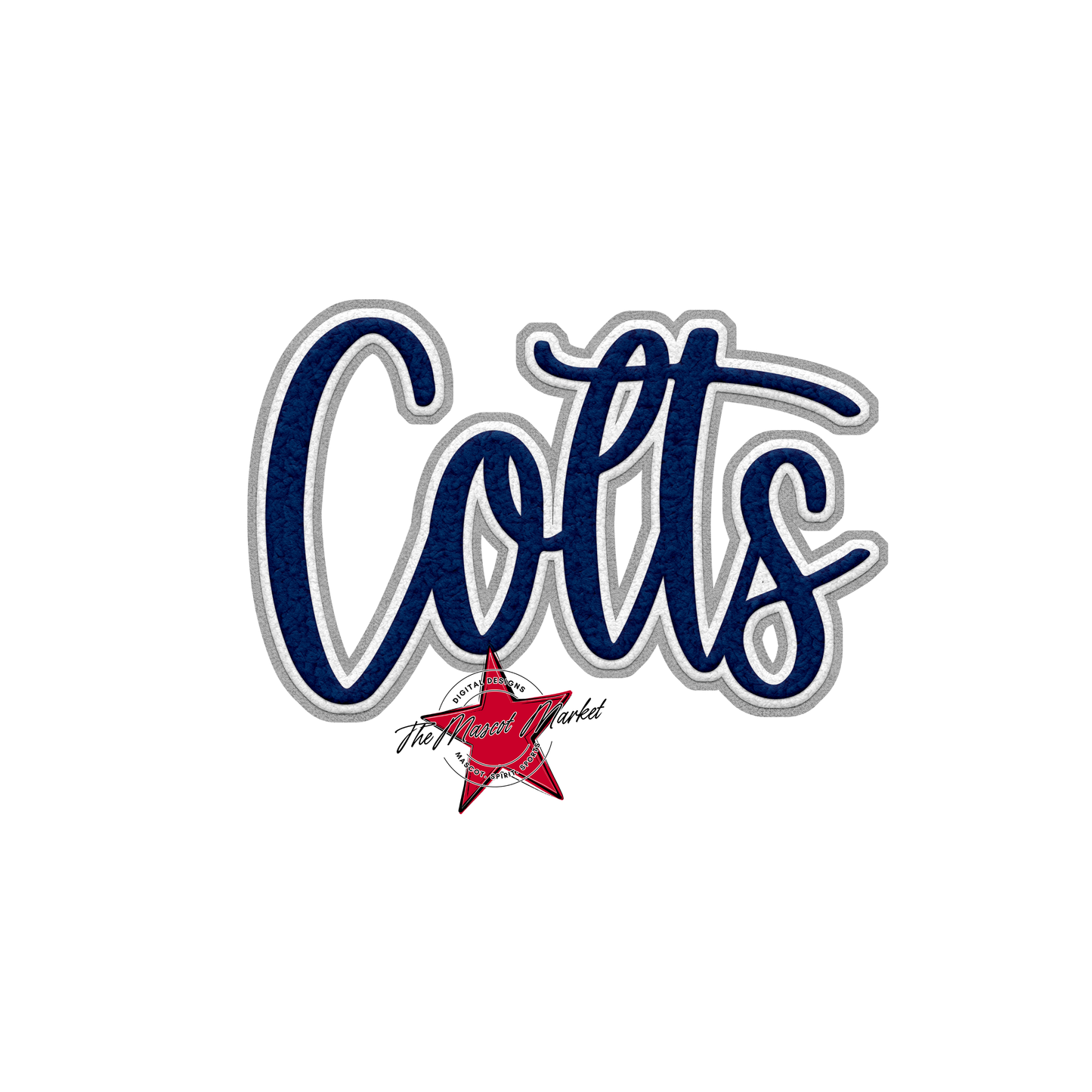 Colts Faux Chenille Patch-Navy-Grey