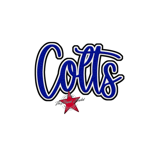 Colts Faux Chenille Patch-Royal Blue