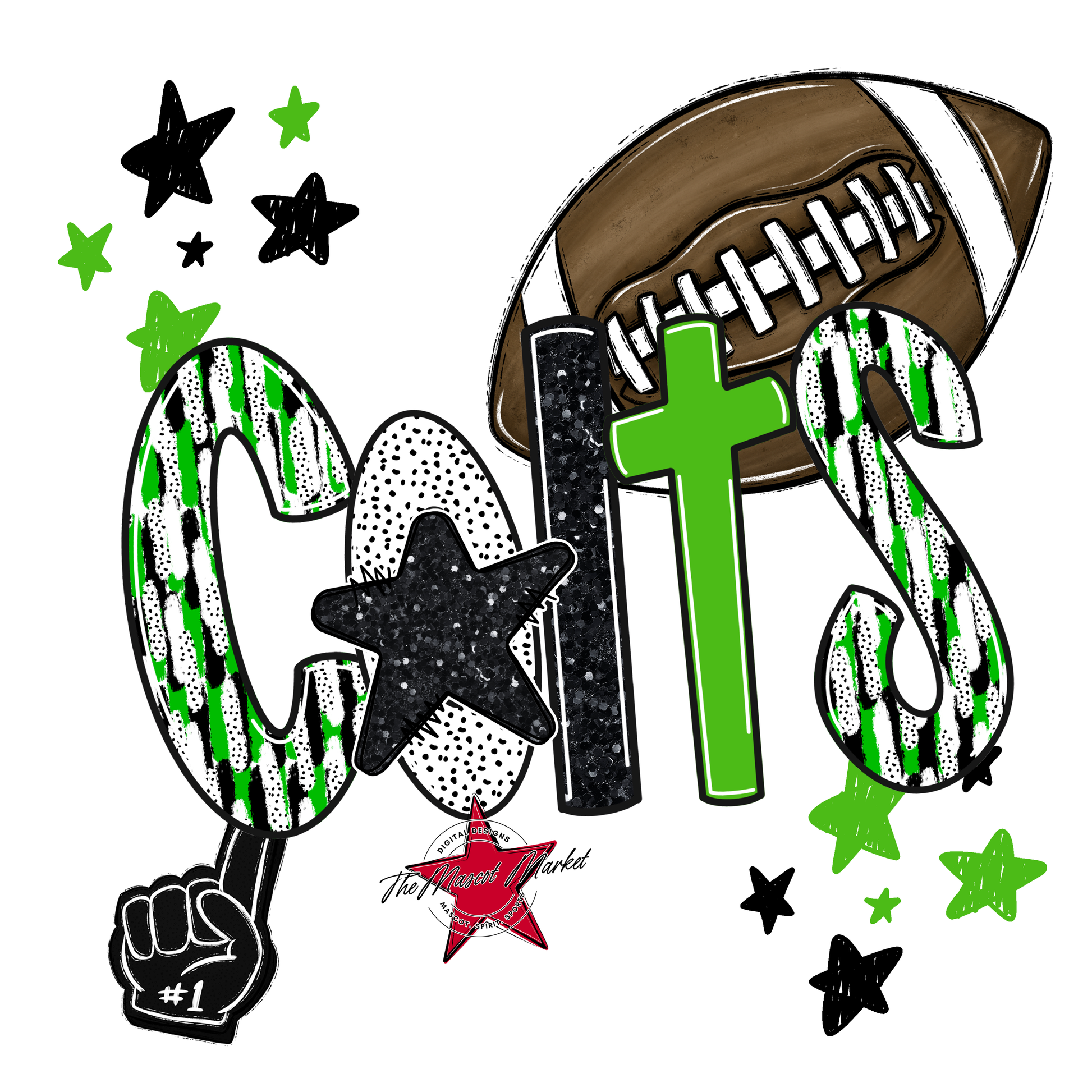 Colts Football Scrape-Bright Green