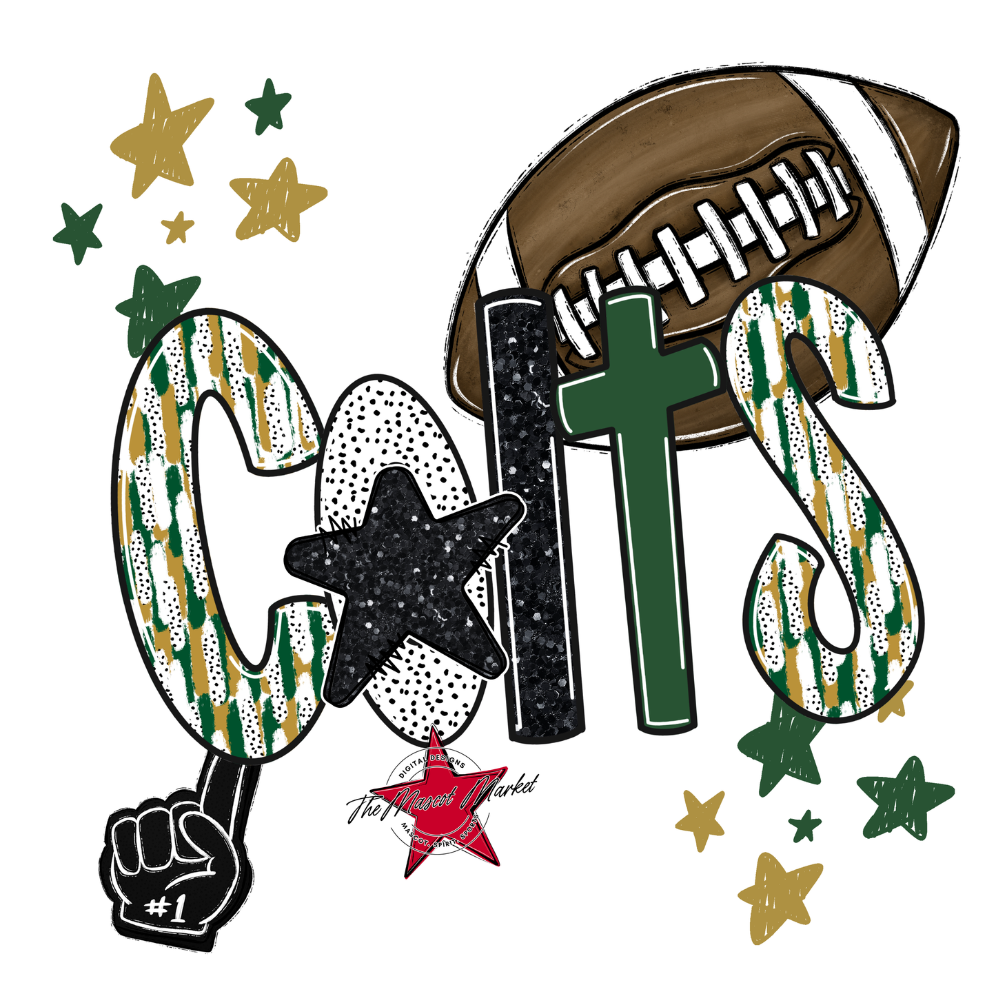 Colts Football Scrape-Green-Gold