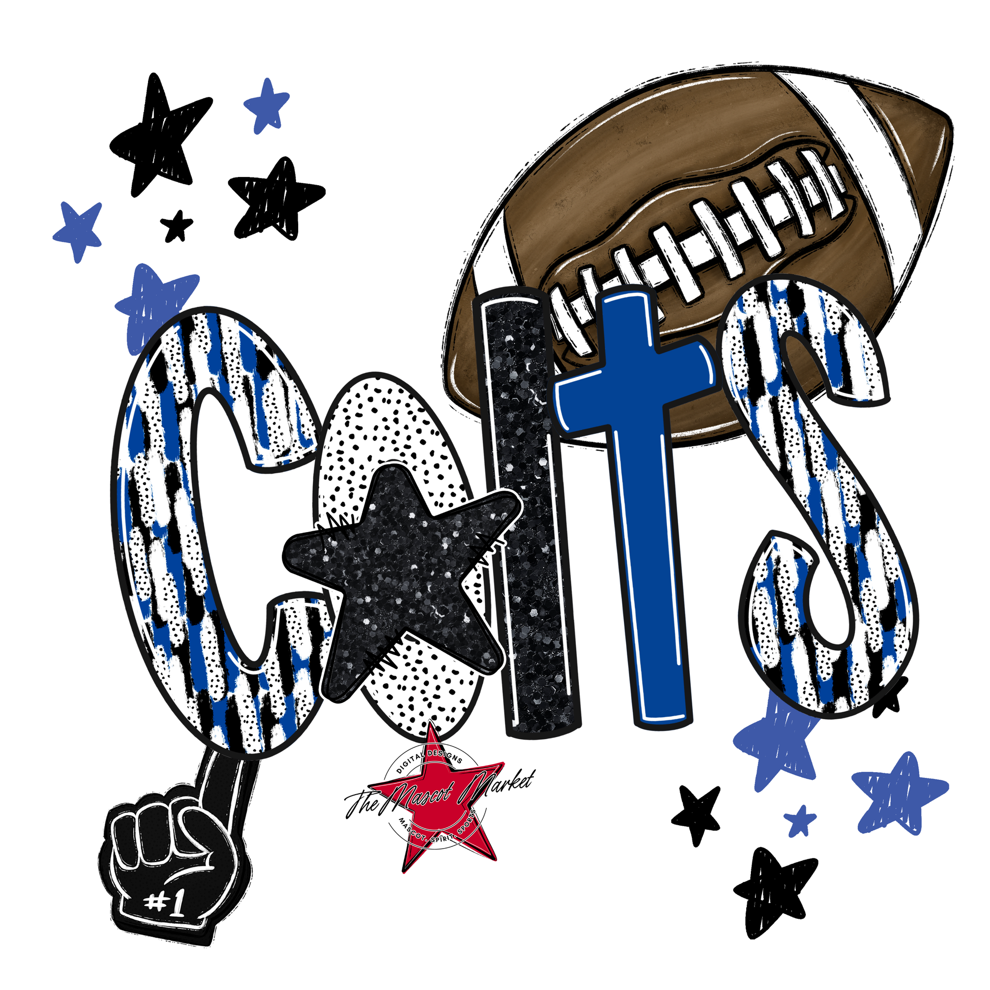 Colts Football Scrape-Off Blue