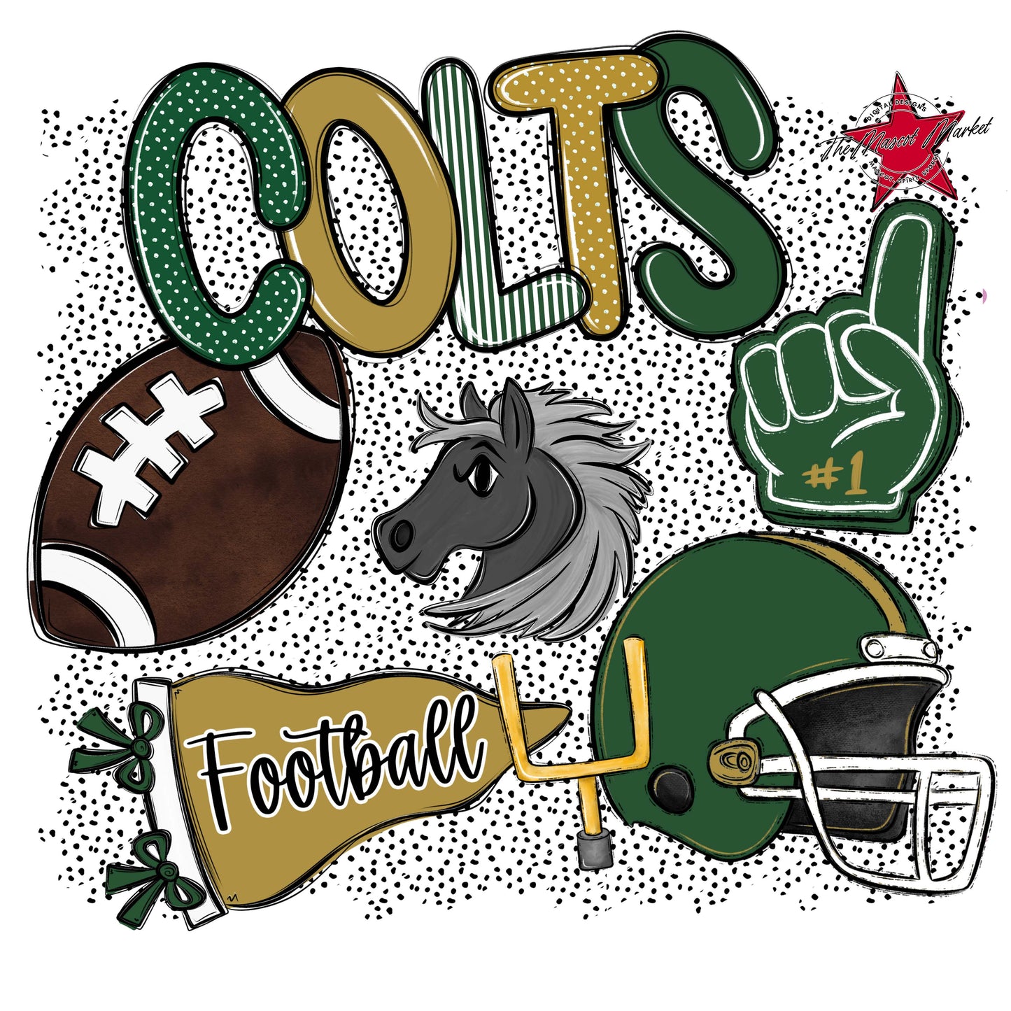 Colts Football Spirit-Green & Gold