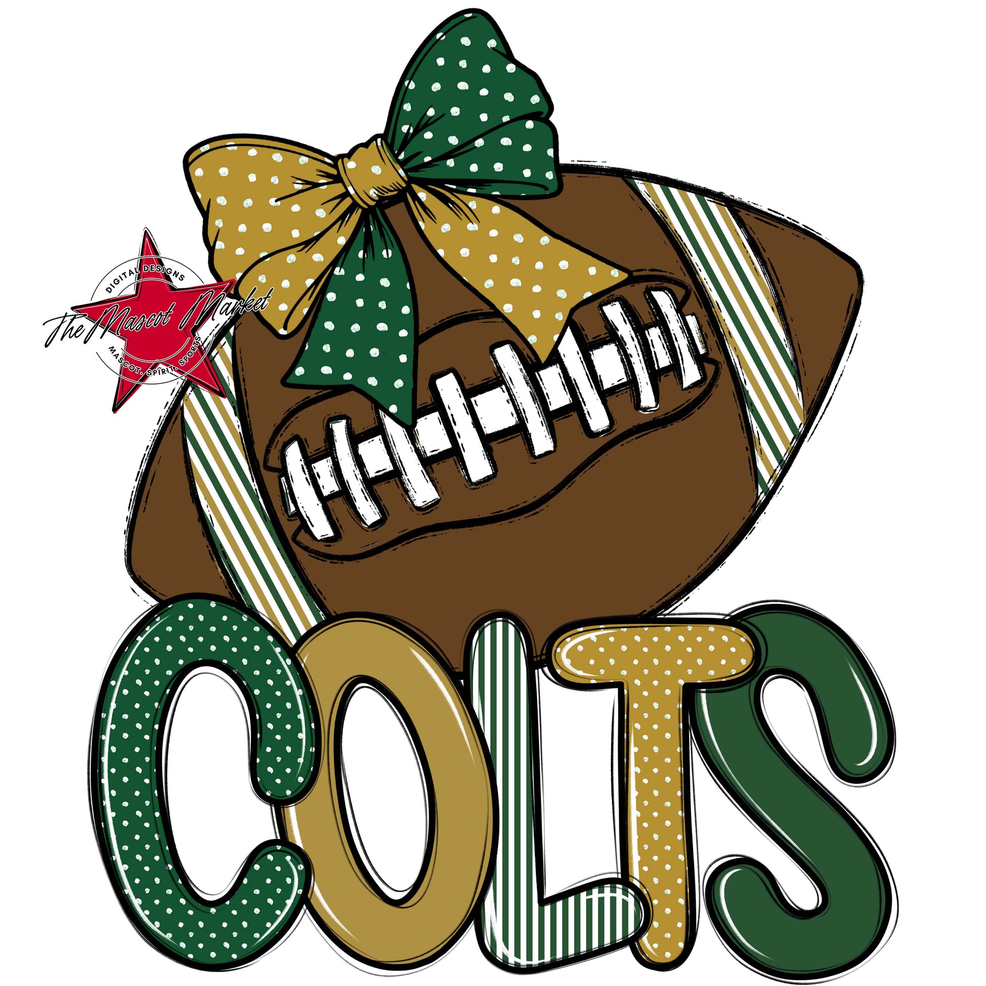 Colts Football Spirit Design-Green & Gold