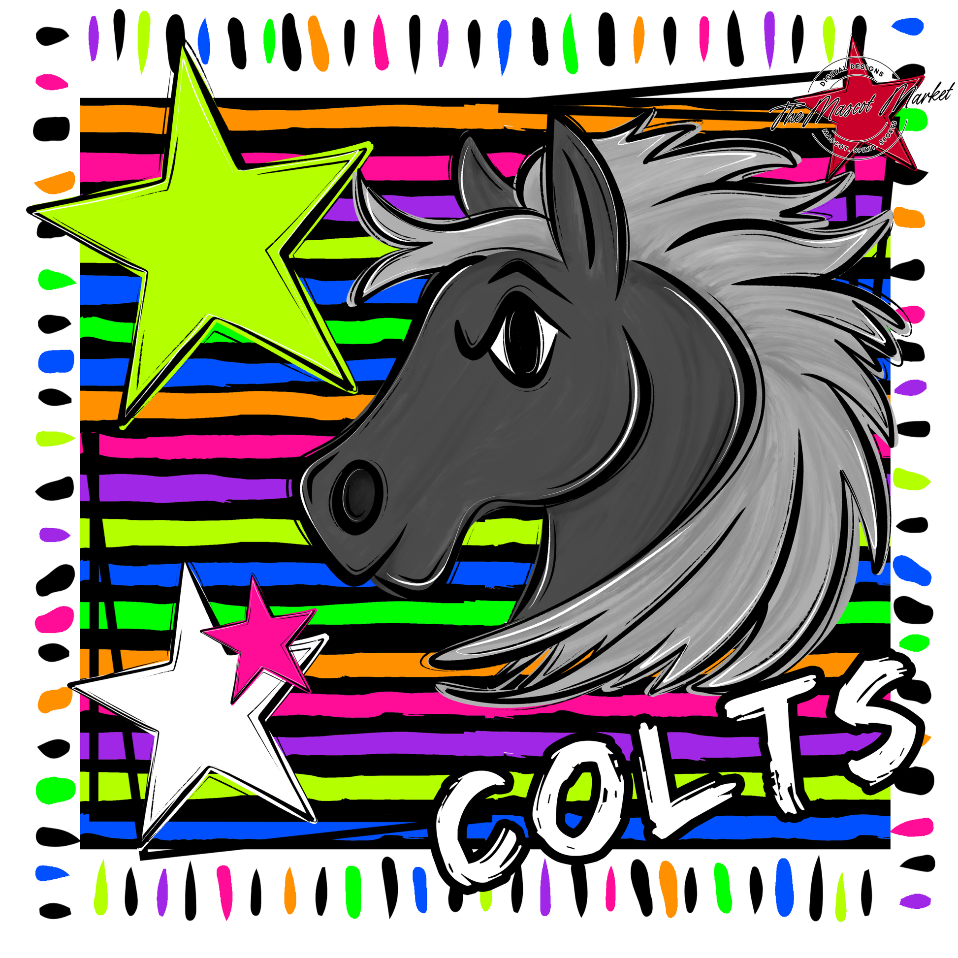 Colts Mascot Frame-Neon Black