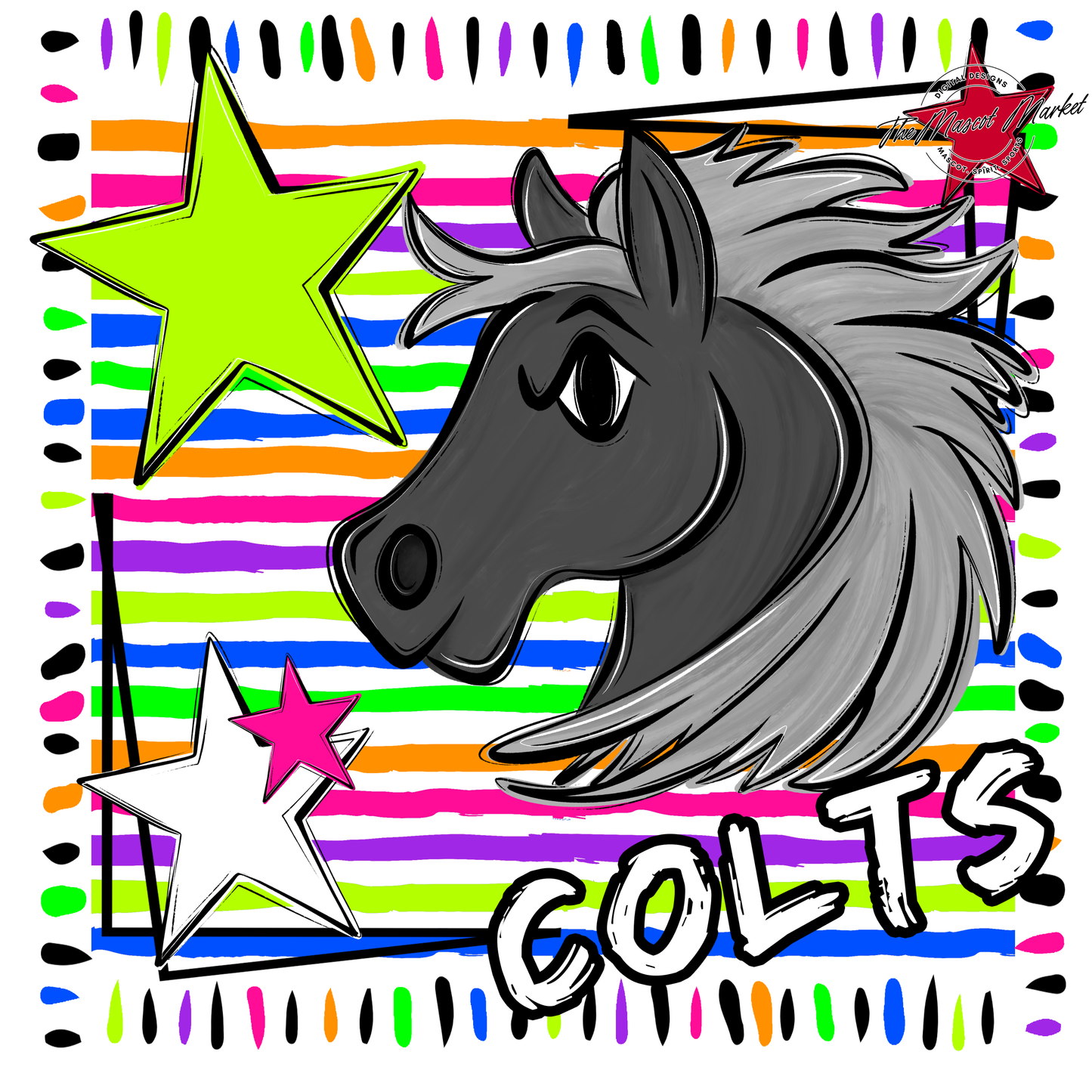 Colts Mascot Frame-Neon White