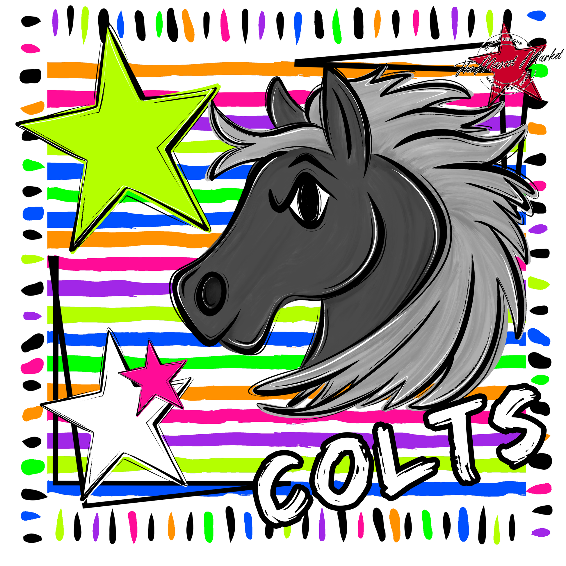 Colts Mascot Frame-Neon White