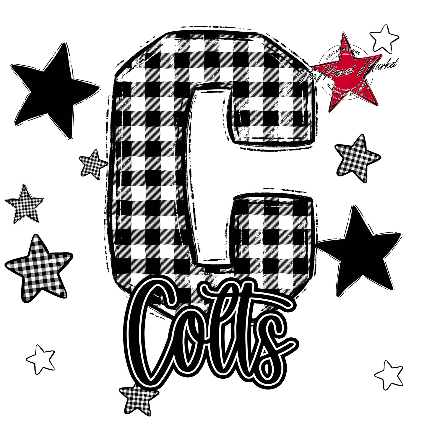 Colts Plaid Star Design-Black