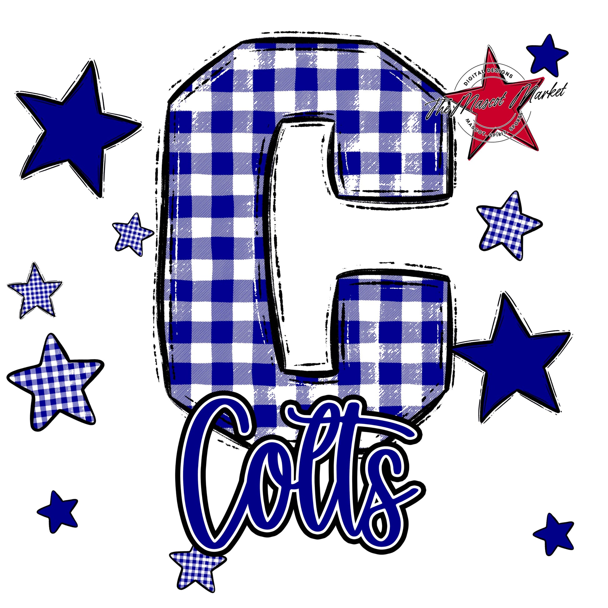 Colts Plaid Star Design-Blue