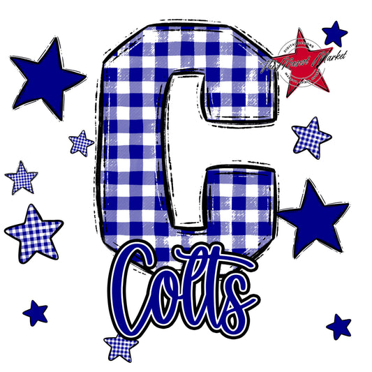 Colts Plaid Star Design-Blue