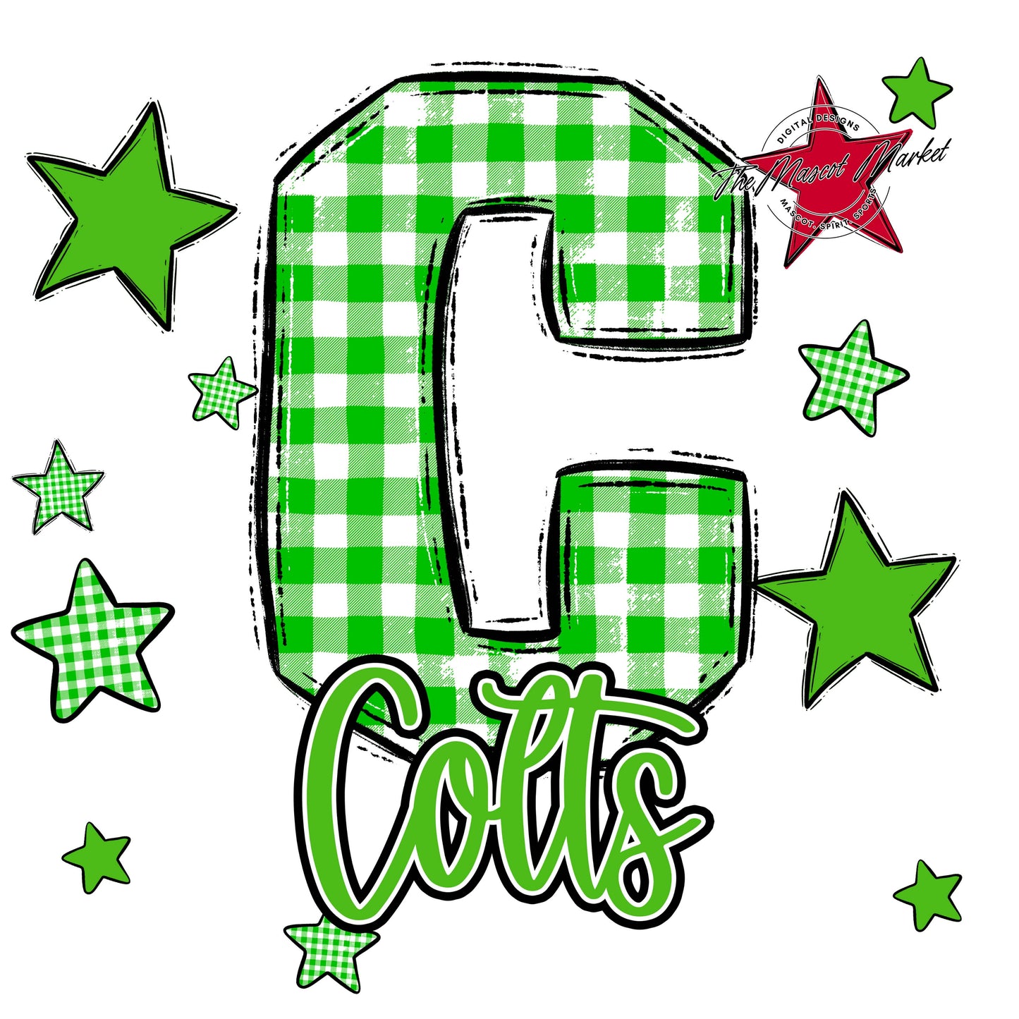 Colts Plaid Star Design-Bright Green