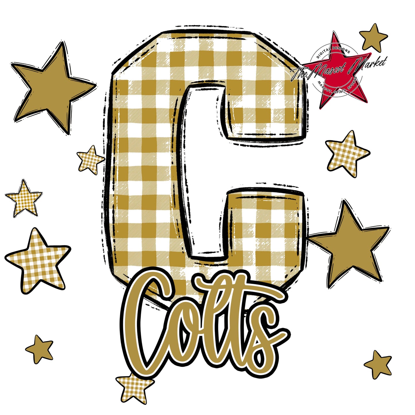 Colts Plaid Star Design-Gold