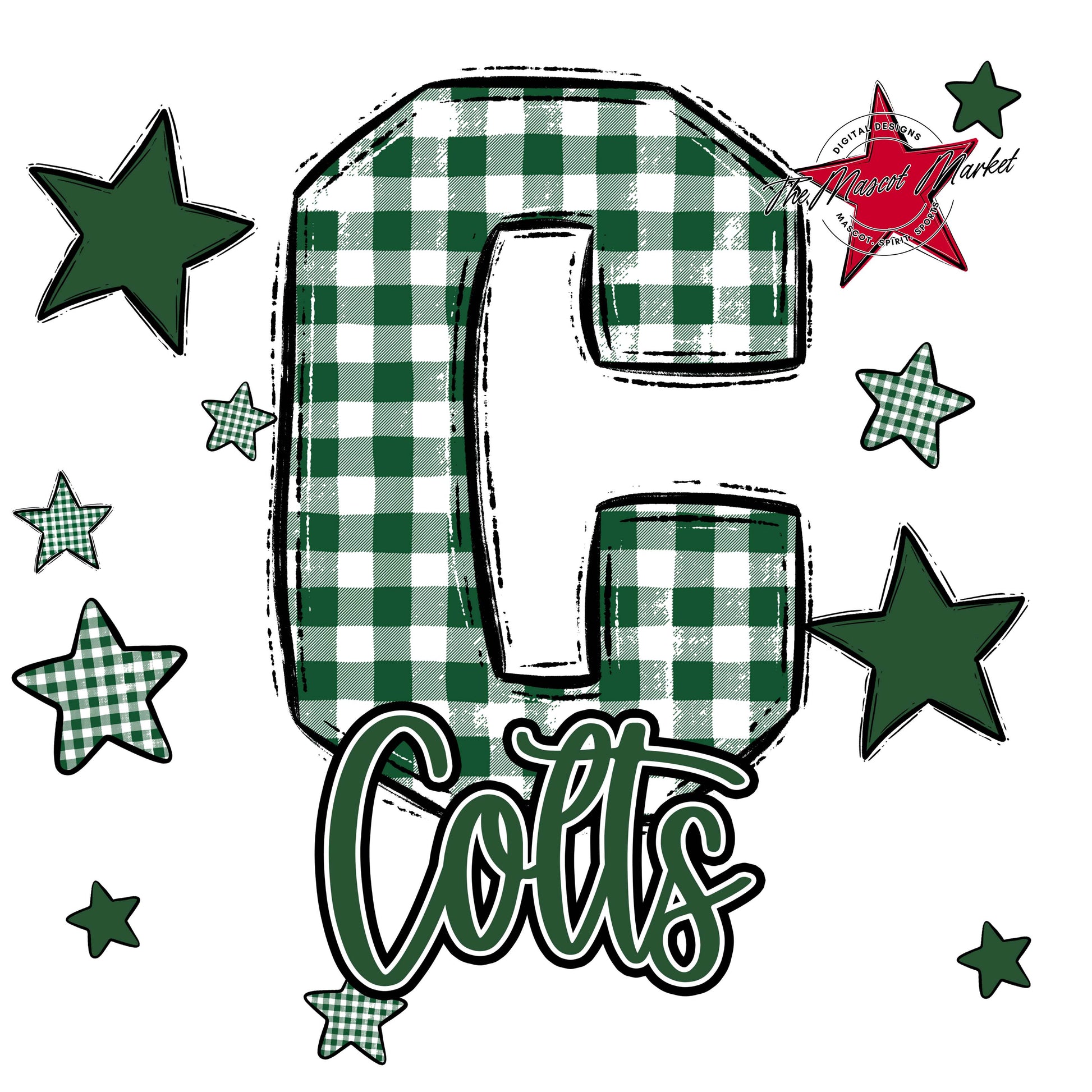 Colts Plaid Star Design-Green