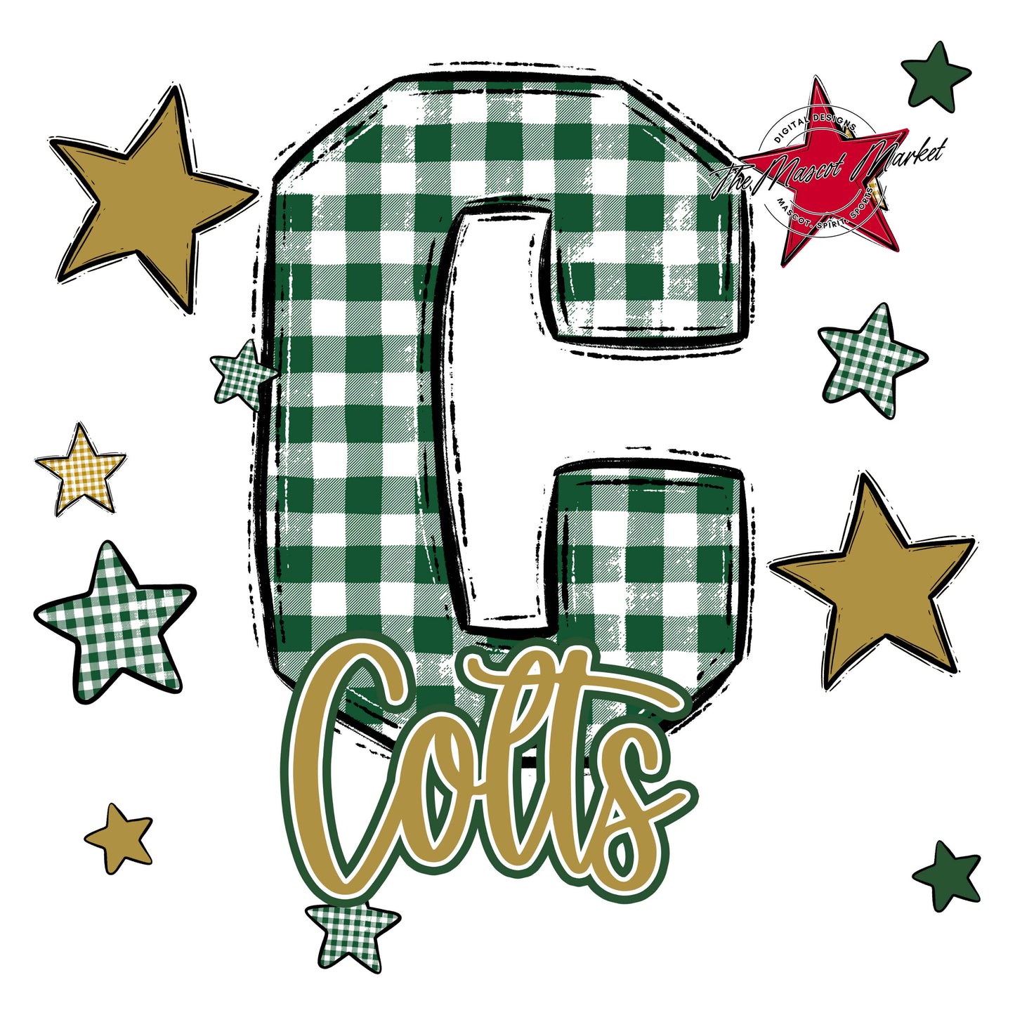 Colts Plaid Star Design-Green & Gold