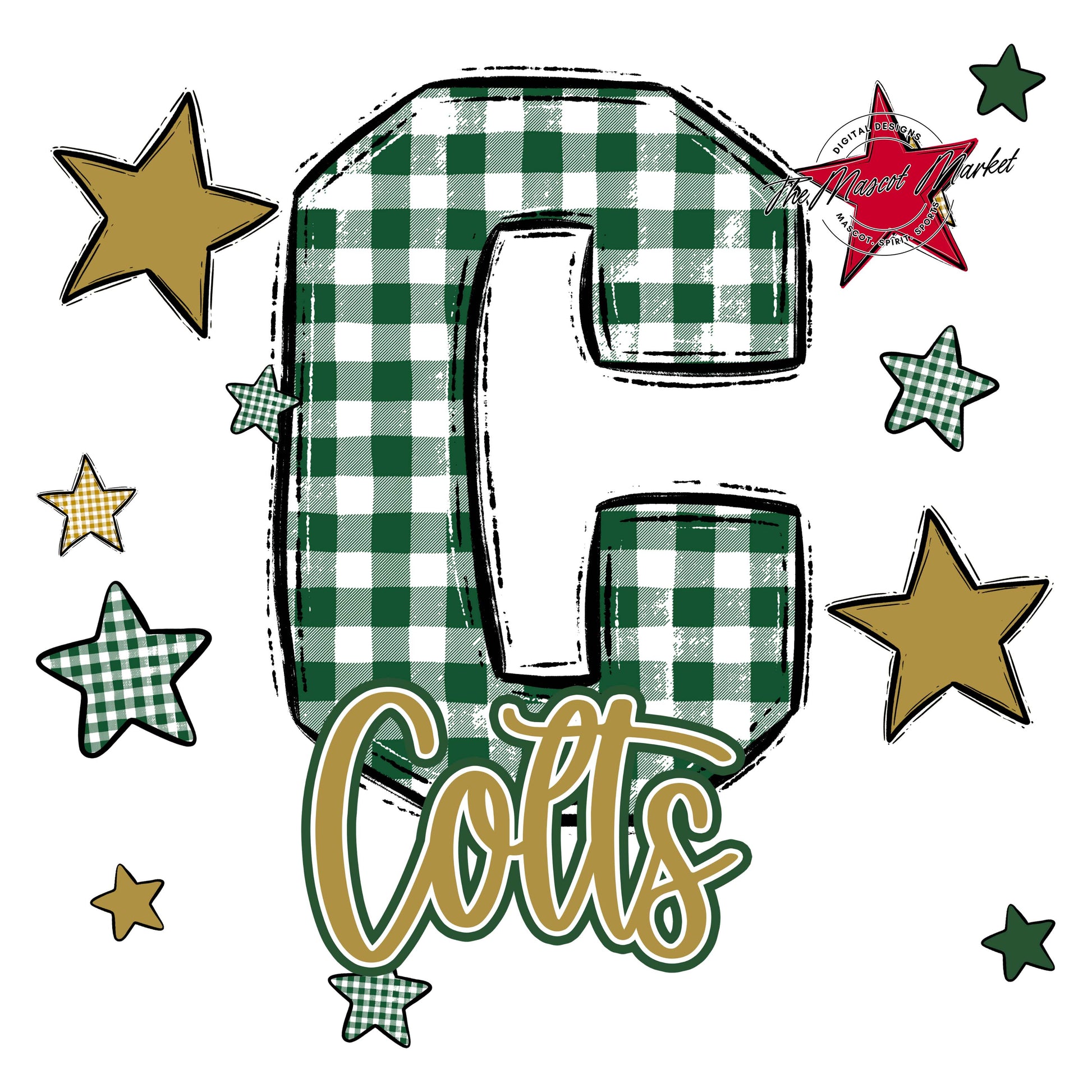 Colts Plaid Star Design-Green & Gold