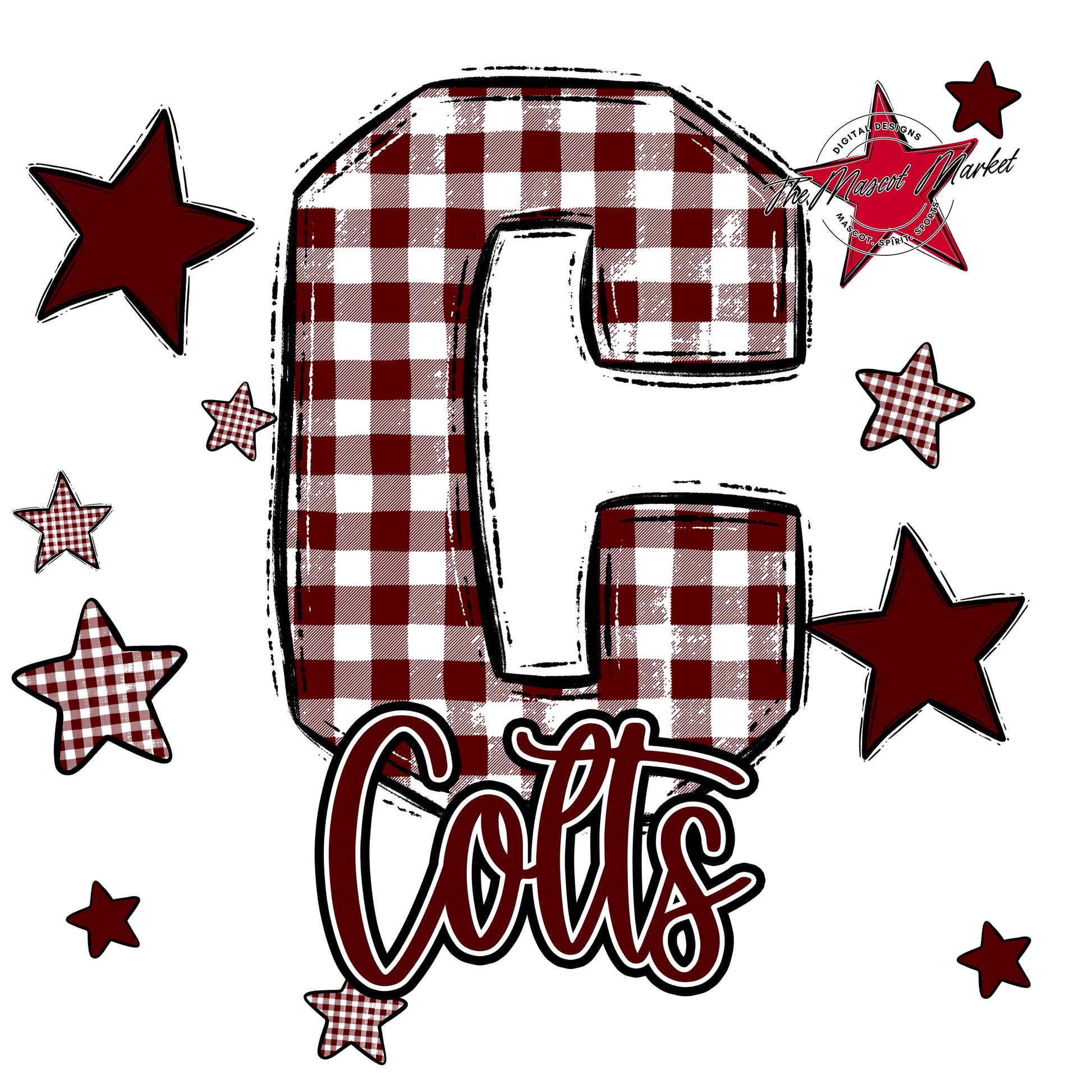 Colts Plaid Star Design-Maroon