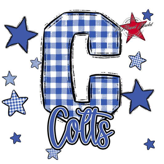 Colts Plaid Star Design-Off Blue