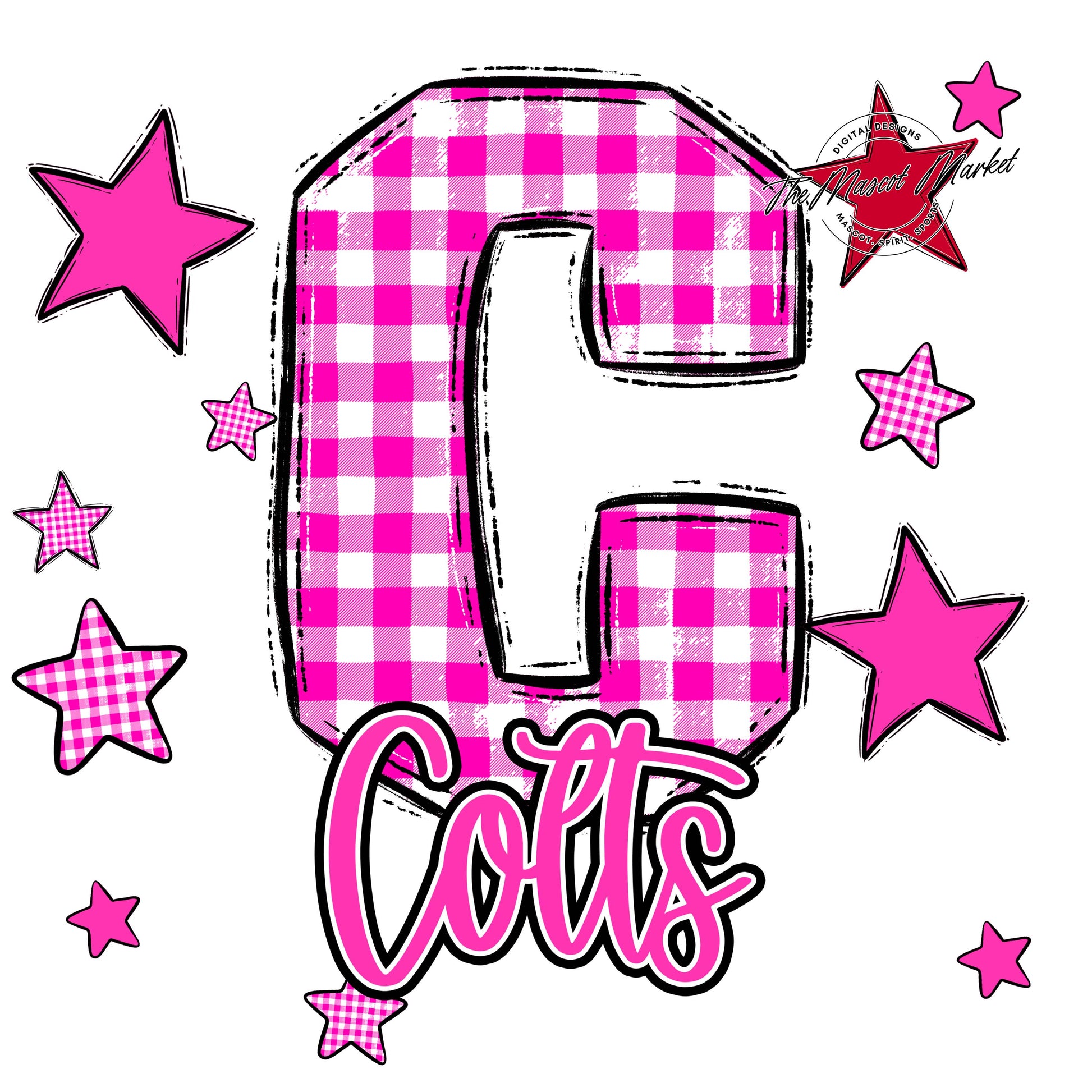 Colts Plaid Star Design-Pink