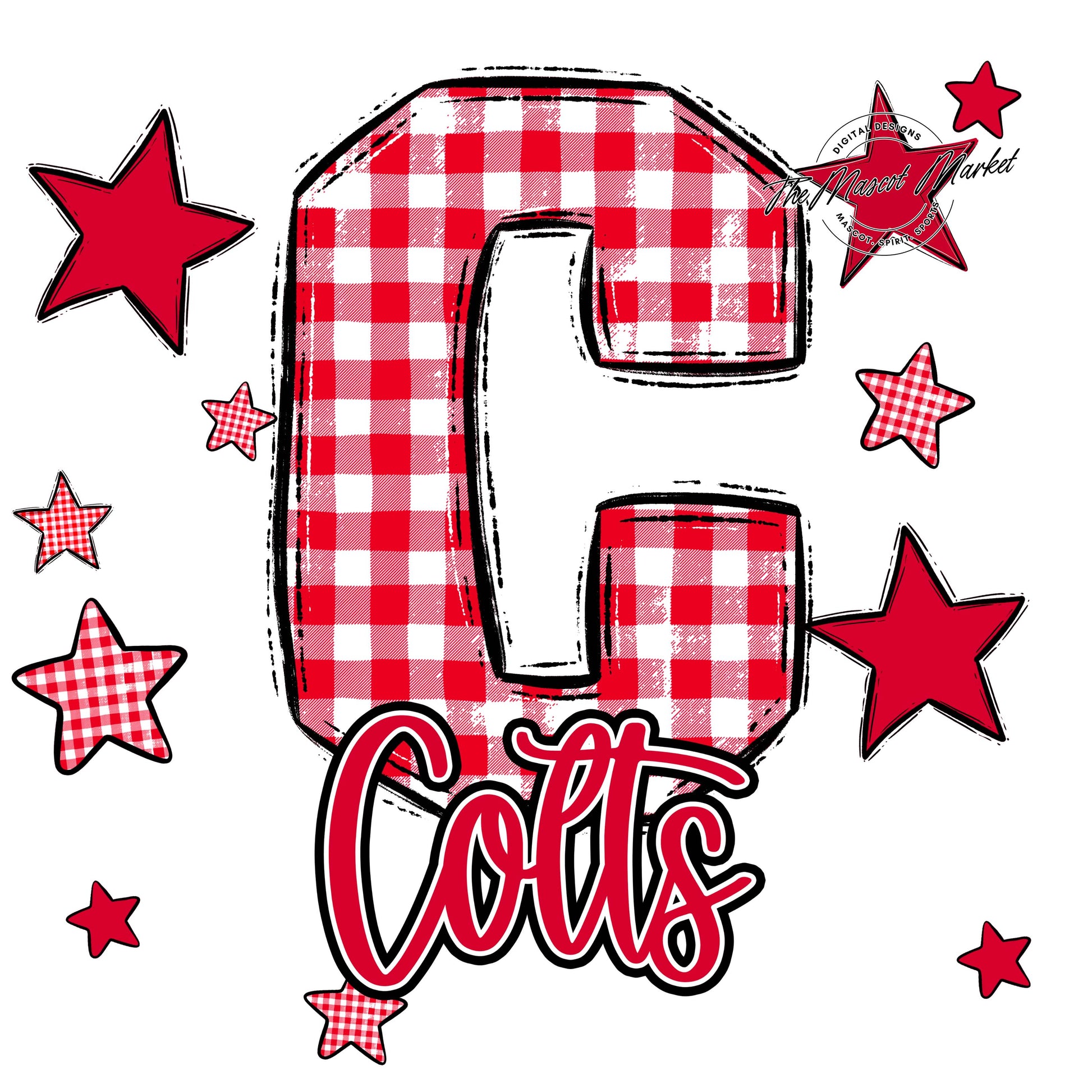 Colts Plaid Star Design-Red