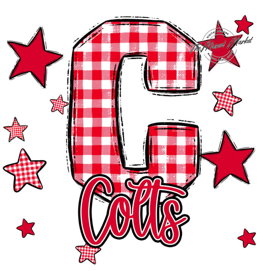 Colts Plaid Star Design-Red