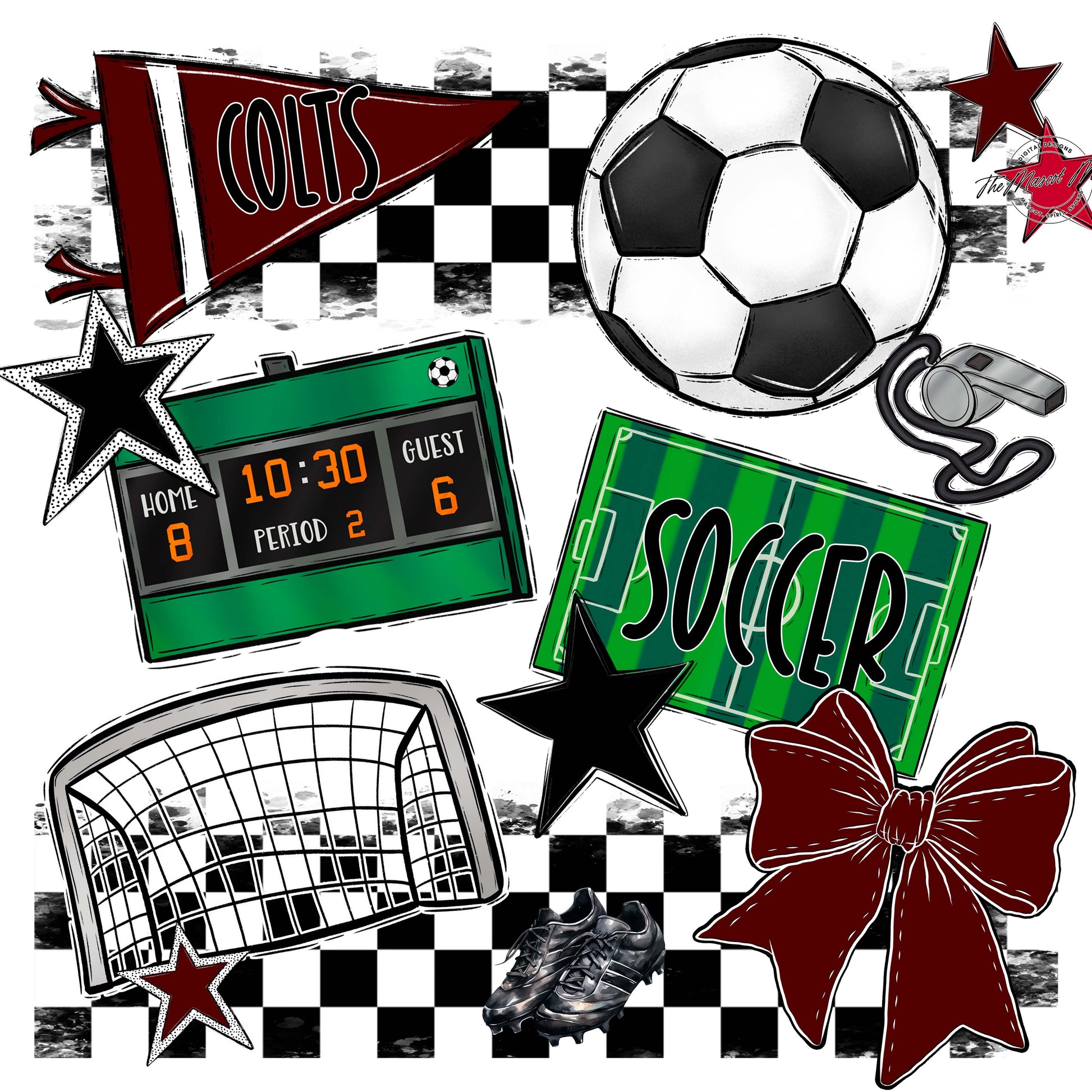 Colts Soccer Checkers Design-Maroon