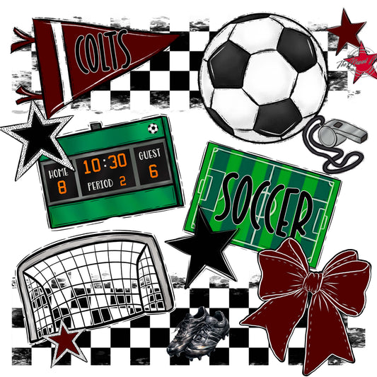 Colts Soccer Checkers Design-Maroon