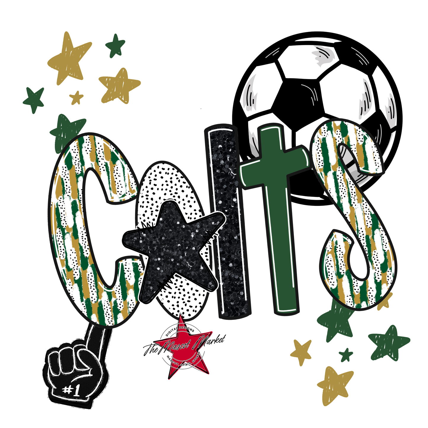 Colts Soccer Scrape-Green-Gold