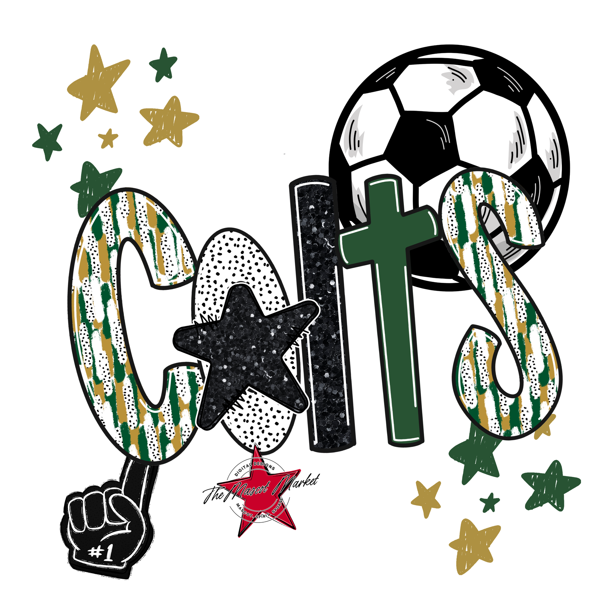 Colts Soccer Scrape-Green-Gold