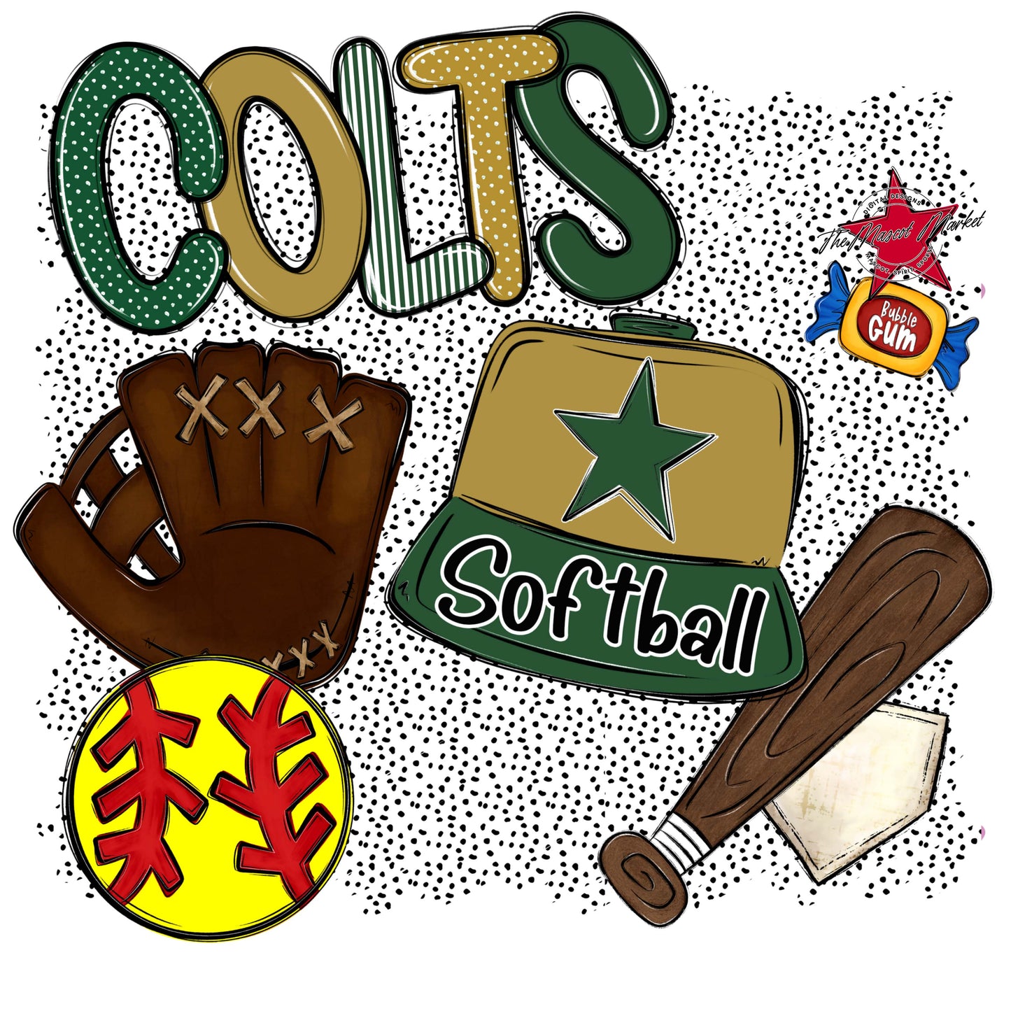 Colts Softball Spirit-Green & Gold