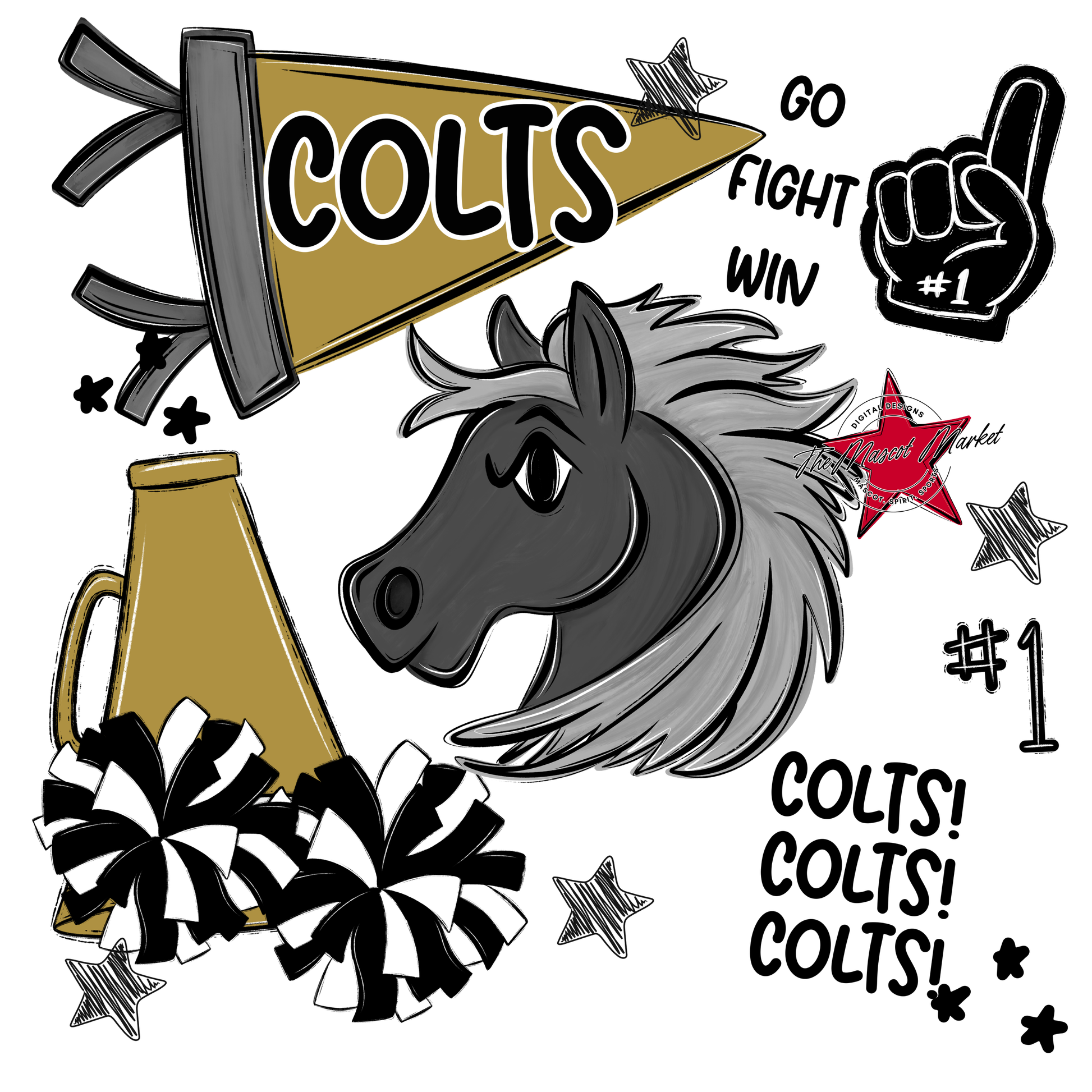 Colts Spirit Design-Gold
