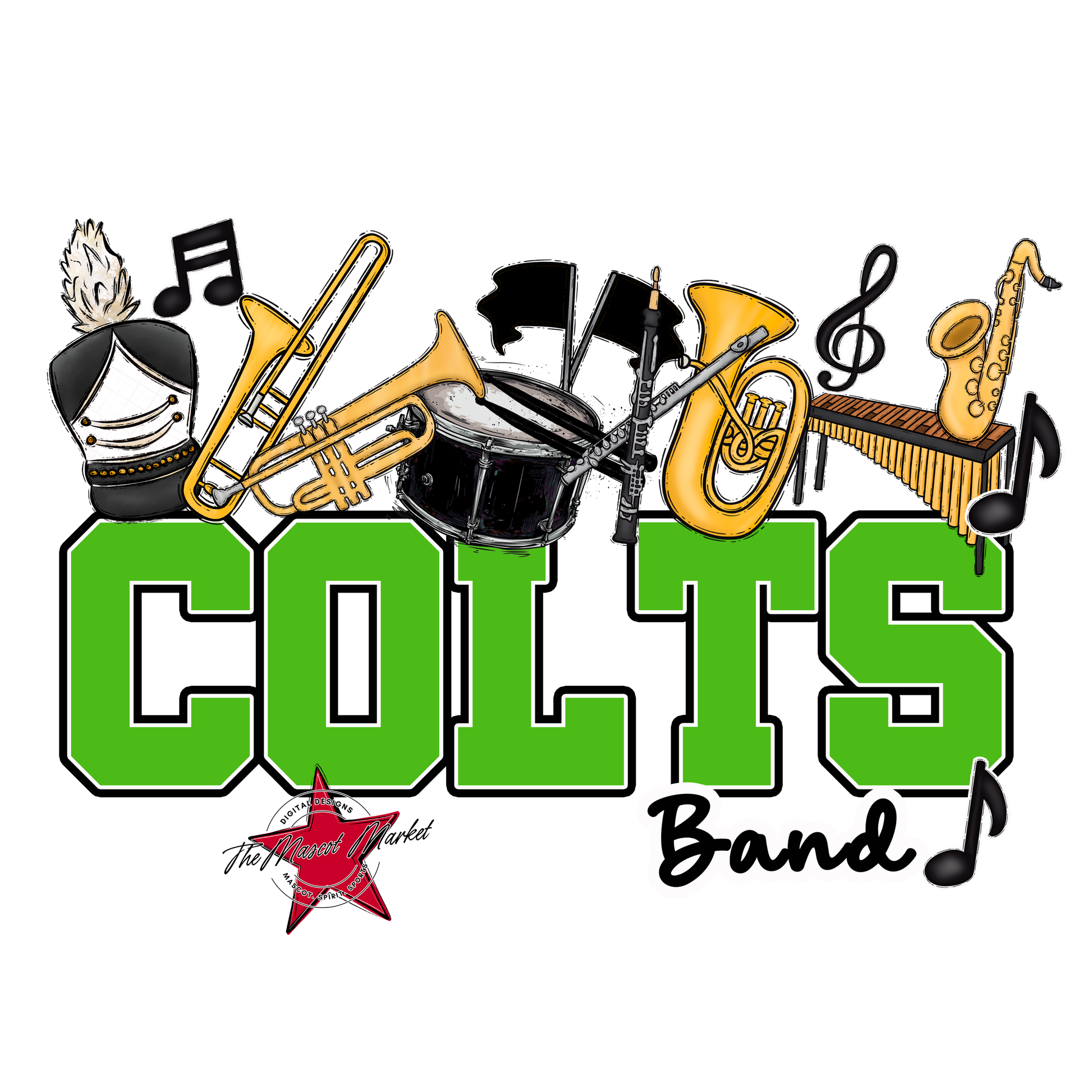 Colts Varsity Band-Bright Green