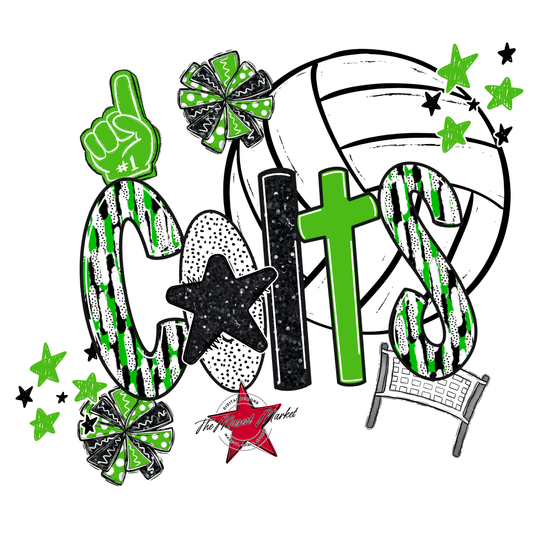 Colts Volleyball Scrape-Bright Green
