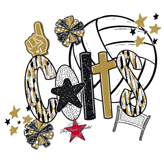 Colts Volleyball Scrape-Gold